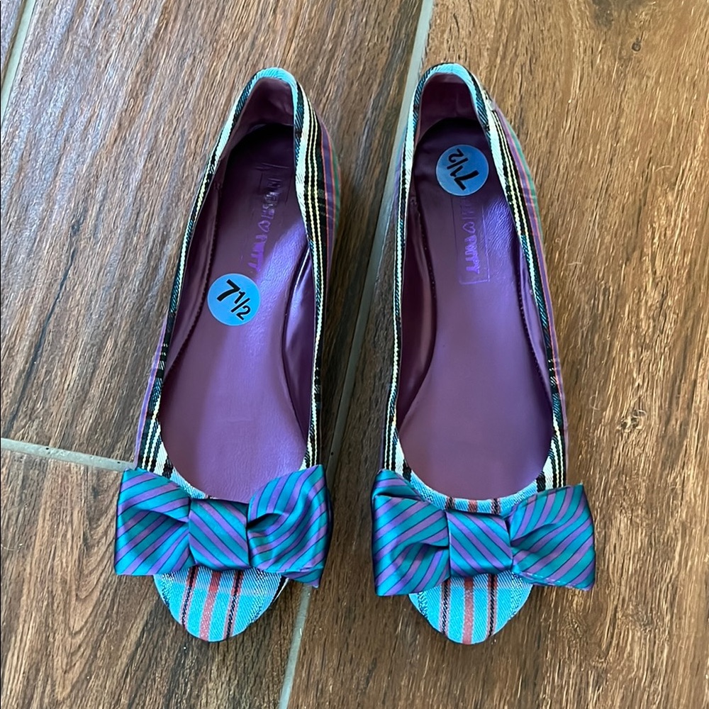Colorful Striped Flats with Bow Coach size 7.5